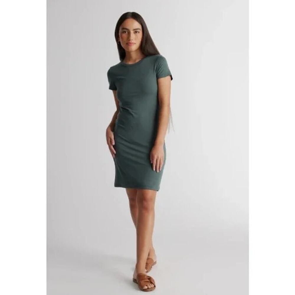 Quince Teal Short Sleeve Dress